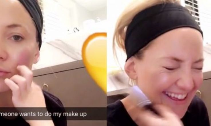 Kate Hudson's son does her make up and the result is bright and brilliant