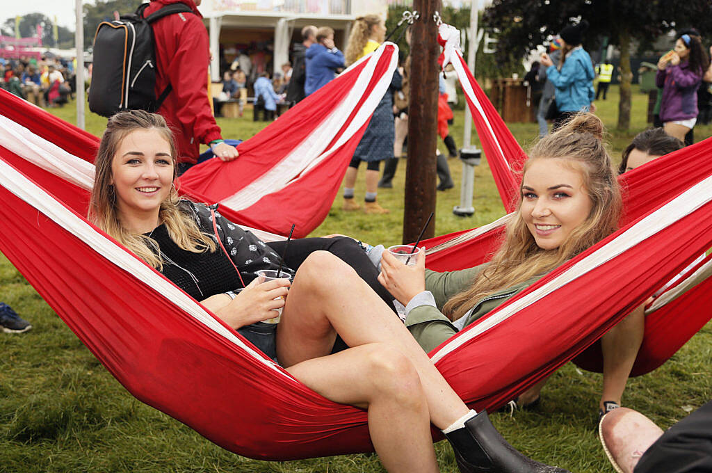 Lydia Egan and Sadhbh Hogan at the JUST EAT Retreat at Electric Picnic. photo Kieran Harnett