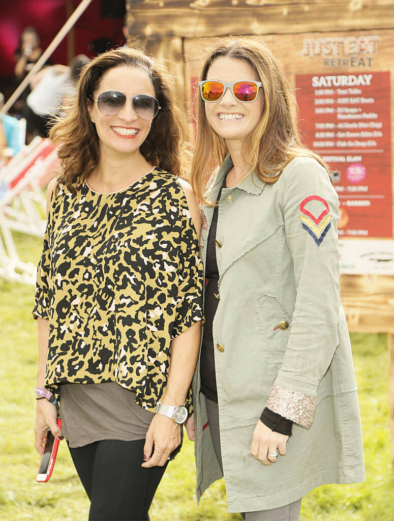 Edel Kinane and Elaine Byrne at the JUST EAT Retreat at Electric Picnic. photo Kieran Harnett