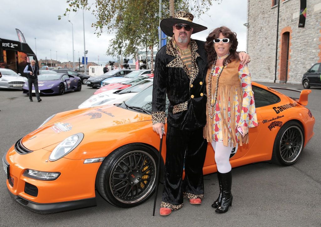 Pat McCloskey and Daphne McCloskey at the start of the Cannonball Supercar 2016 event at Point Village Dublin. Proceeds from this year's Supercar spectacle will go to the Pieta House charity (Photo by Brian McEvoy).