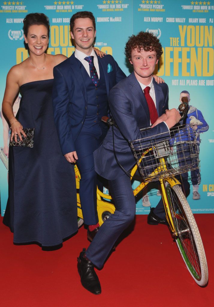 Hilary Rose, Alex Murphy and Chris Walley at the Irish premiere screening of The Young Offenders at Cineworld, Dublin (Photo by Brian McEvoy).