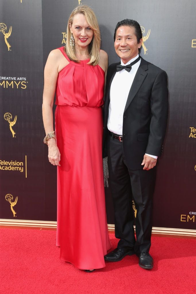 LOS ANGELES, CA - SEPTEMBER 10:  Philip Tan (R) attends the 2016 Creative Arts Emmy Awards at Microsoft Theater on September 10, 2016 in Los Angeles, California.  (Photo by Frederick M. Brown/Getty Images)