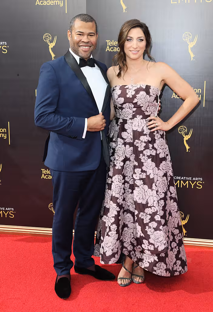 LOS ANGELES, CA - SEPTEMBER 11:  Actor Jordan Peele and Chelsea Peretti attend the 2016 Creative Arts Emmy Awards at Microsoft Theater on September 11, 2016 in Los Angeles, California.  (Photo by Frederick M. Brown/Getty Images)