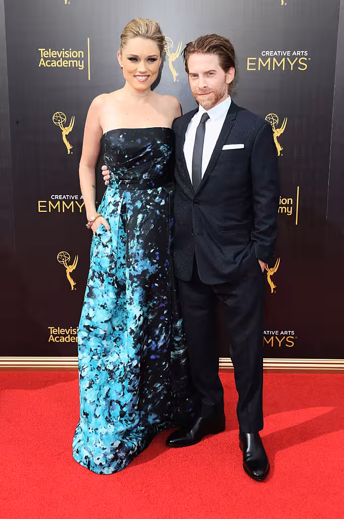 LOS ANGELES, CA - SEPTEMBER 11:  Actors Clare Grant and Seth Green attend the 2016 Creative Arts Emmy Awards at Microsoft Theater on September 11, 2016 in Los Angeles, California.  (Photo by Frederick M. Brown/Getty Images)