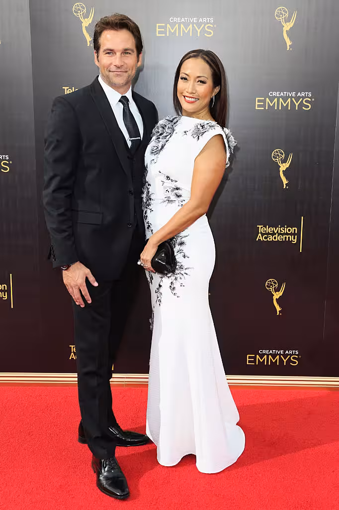 LOS ANGELES, CA - SEPTEMBER 11:  Actor Robb Derringer and TV personality Carrie Ann Inaba attend the 2016 Creative Arts Emmy Awards at Microsoft Theater on September 11, 2016 in Los Angeles, California.  (Photo by Frederick M. Brown/Getty Images)