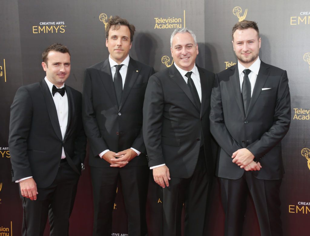 LOS ANGELES, CA - SEPTEMBER 11:  David Gelb, Andrew Fried, Brian McGinn and Dane Lillegard attend the 2016 Creative Arts Emmy Awards at Microsoft Theater on September 11, 2016 in Los Angeles, California.  (Photo by Frederick M. Brown/Getty Images)
