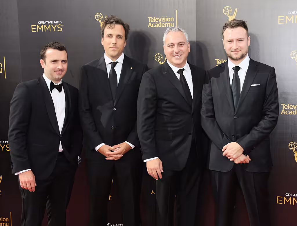 LOS ANGELES, CA - SEPTEMBER 11:  David Gelb, Andrew Fried, Brian McGinn and Dane Lillegard attend the 2016 Creative Arts Emmy Awards at Microsoft Theater on September 11, 2016 in Los Angeles, California.  (Photo by Frederick M. Brown/Getty Images)