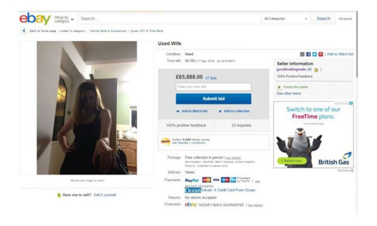Call this a joke? Husband lists his 'Used Wife' for sale on eBay