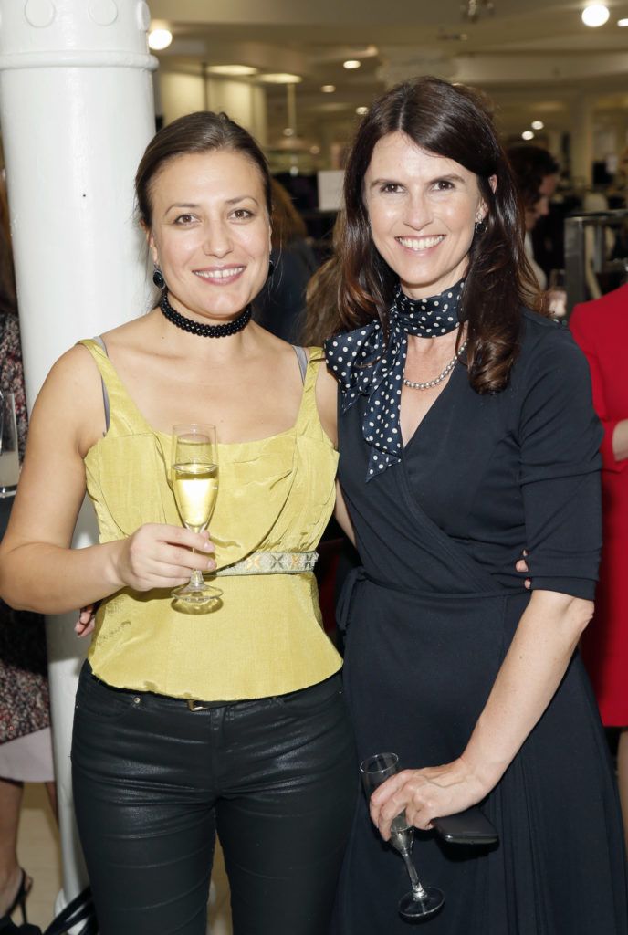 Adrianna Campan and Fiona Cummins  at the launch of Peter O Brien for Arnotts collection and the Arnotts Autumn Winter 2016 launch (Photo by Kieran Harnett).