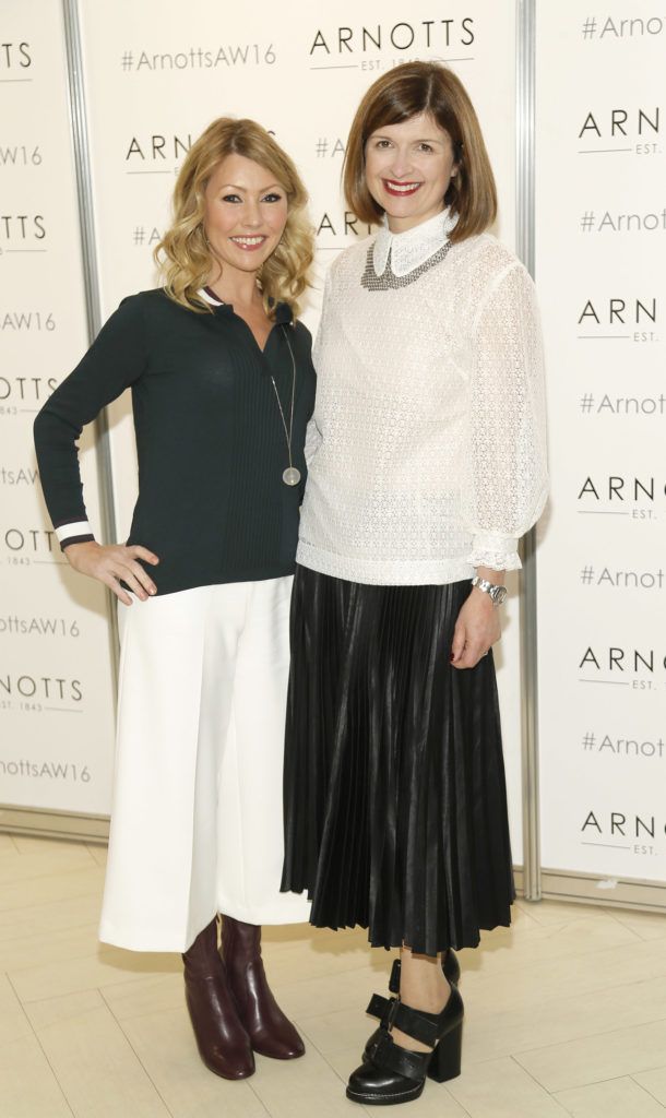 Sinead Considine and Ruth Monahan  at the launch of Peter O Brien for Arnotts collection and the Arnotts Autumn Winter 2016 launch (Photo by Kieran Harnett).
