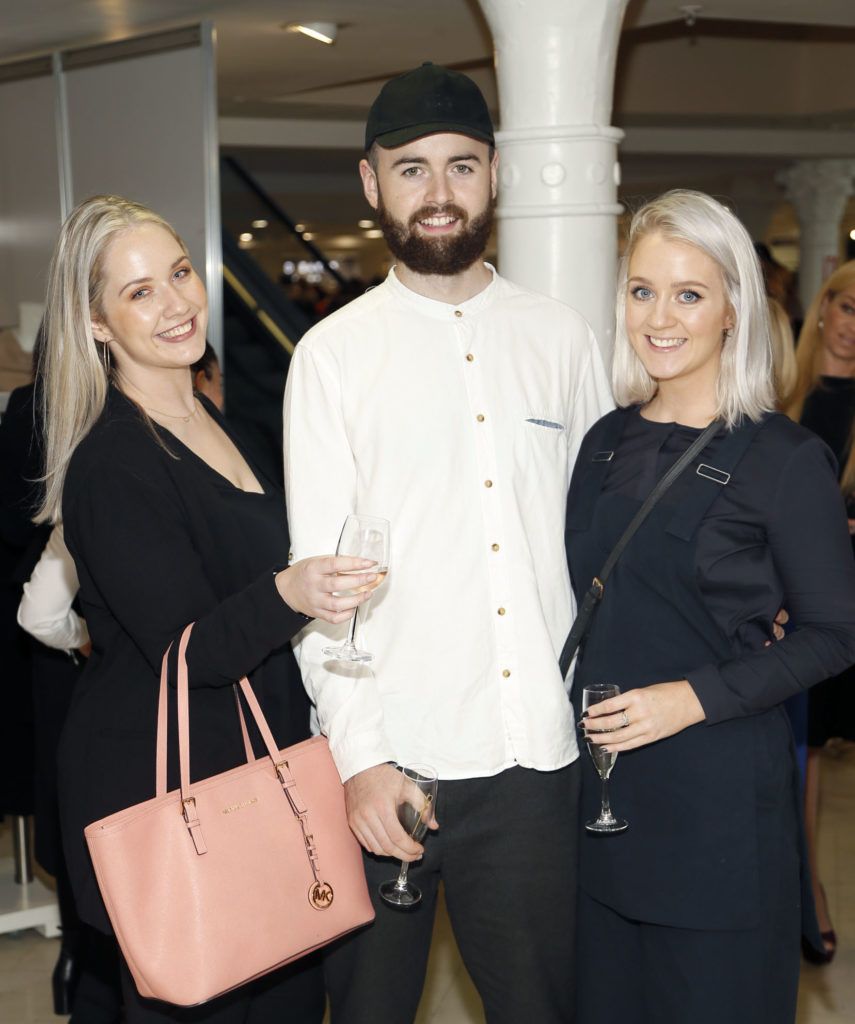 Leanne Egan, Ronan Healy and Laura Egan  at the launch of Peter O Brien for Arnotts collection and the Arnotts Autumn Winter 2016 launch (Photo by Kieran Harnett).