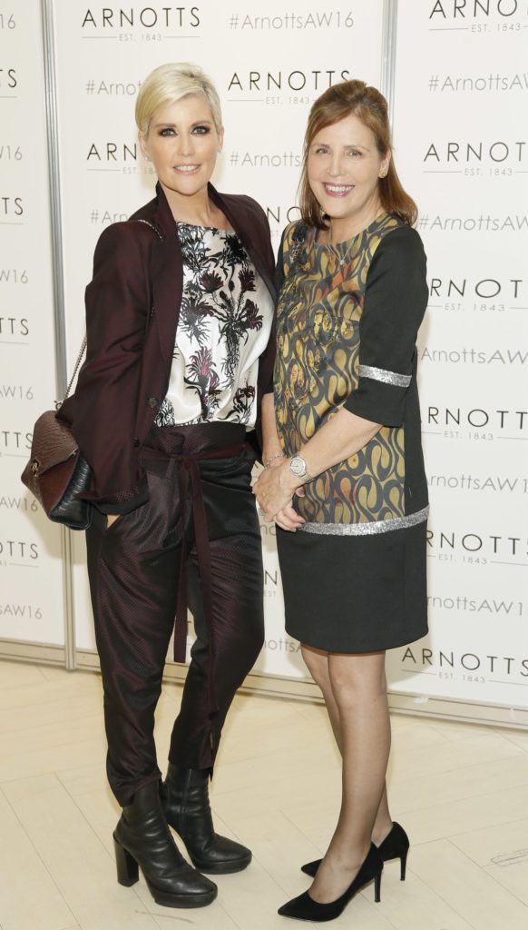 Lisa Fitzpatrick and Liz Rae  at the launch of Peter O Brien for Arnotts collection and the Arnotts Autumn Winter 2016 launch (Photo by Kieran Harnett).