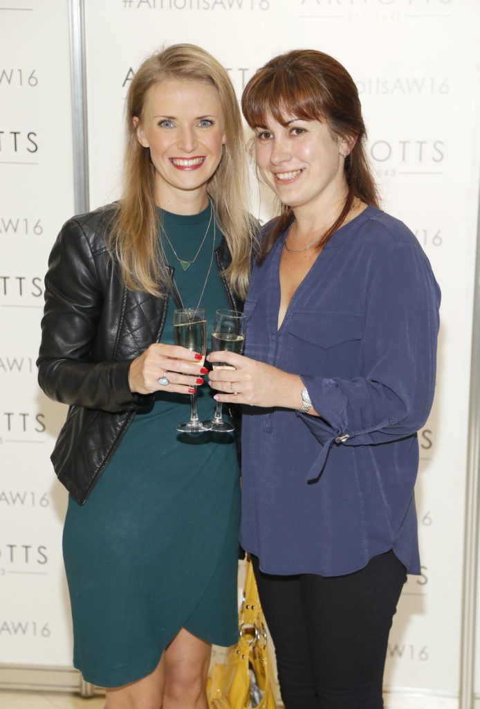 Natallia Zhahlova and Julia Roddy  at the launch of Peter O Brien for Arnotts collection and the Arnotts Autumn Winter 2016 launch (Photo by Kieran Harnett).