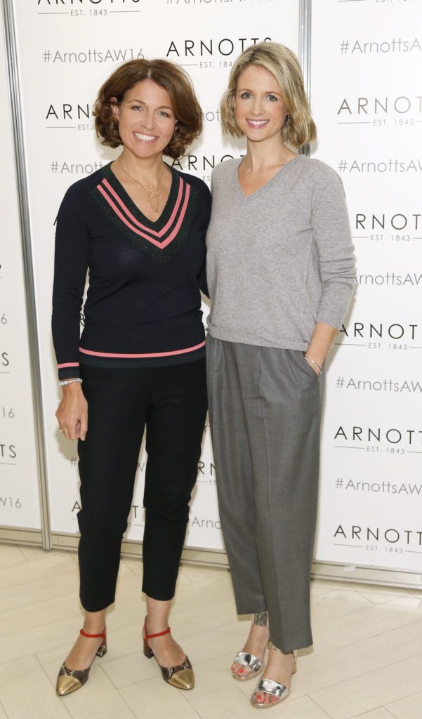 Tara Fay and Louise Stokes  at the launch of Peter O Brien for Arnotts collection and the Arnotts Autumn Winter 2016 launch (Photo by Kieran Harnett).