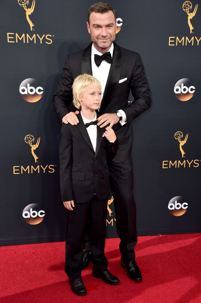 Actor Liev Schreiber (L) and Alexander Schreiber attend the 68th Annual Primetime Emmy Awards at Microsoft Theater on September 18, 2016 in Los Angeles, California.  (Photo by Alberto E. Rodriguez/Getty Images)