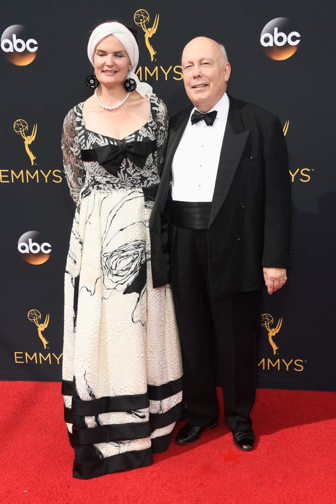 Actor Julian Fellowes (R) and Emma Joy Kitchener attend the 68th Annual Primetime Emmy Awards at Microsoft Theater on September 18, 2016 in Los Angeles, California.  (Photo by Frazer Harrison/Getty Images)