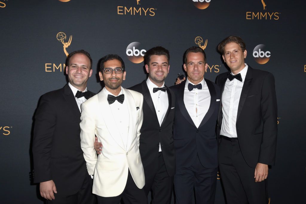 (L-R) Howie Tanenbaum, Richie Desai, Bryan Diperstein, Dan Norton, and Michael Kagan attend the 68th Annual Primetime Emmy Awards at Microsoft Theater on September 18, 2016 in Los Angeles, California.  (Photo by Emma McIntyre/Getty Images)