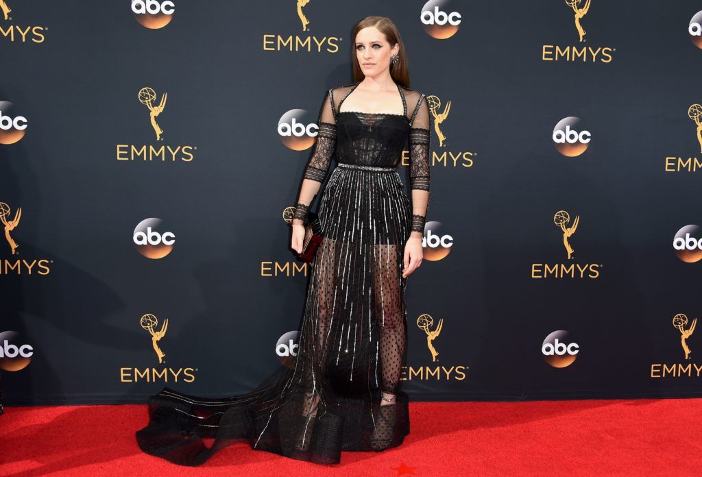 Carly Chaikin arrives for the 68th Emmy Awards on September 18, 2016 at the Microsoft Theatre in Los Angeles.  / AFP / Robyn Beck        (Photo ROBYN BECK/AFP/Getty Images)