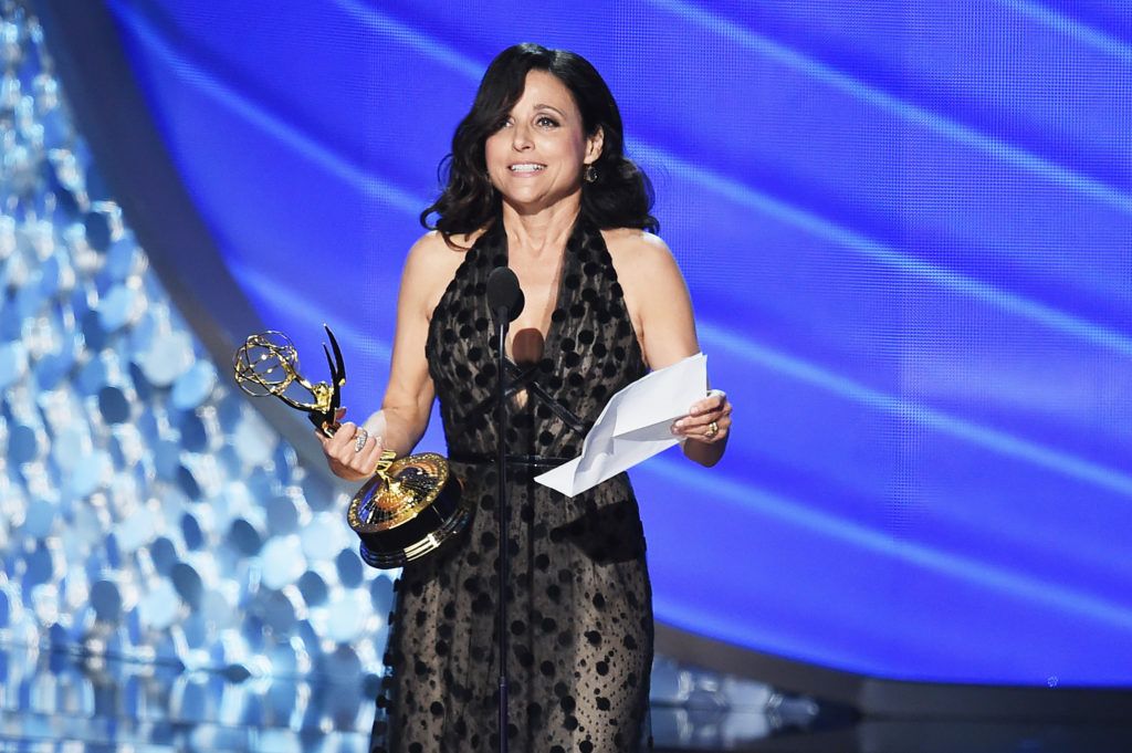 Actress Julia Louis-Dreyfus accepts Outstanding Lead Actress in a Comedy Series for 'Veep' onstage during the 68th Annual Primetime Emmy Awards at Microsoft Theater on September 18, 2016 in Los Angeles, California.  (Photo by Kevin Winter/Getty Images)