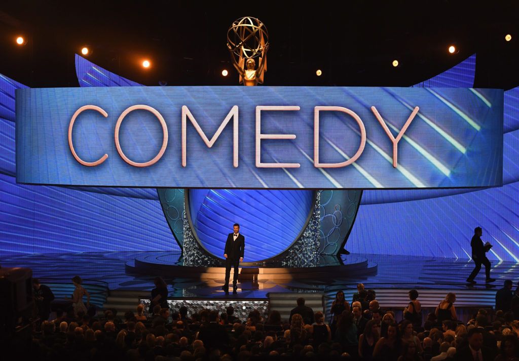 Host Jimmy Kimmel speaks onstage during the 68th Annual Primetime Emmy Awards at Microsoft Theater on September 18, 2016 in Los Angeles, California.  (Photo by Kevin Winter/Getty Images)