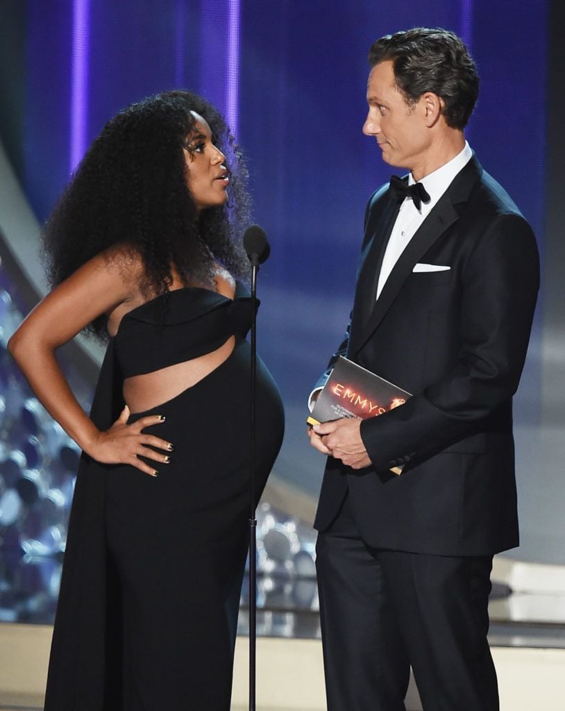 Actors Kerry Washington and Tony Goldwyn speak onstage during the 68th Annual Primetime Emmy Awards at Microsoft Theater on September 18, 2016 in Los Angeles, California.  (Photo by Kevin Winter/Getty Images)