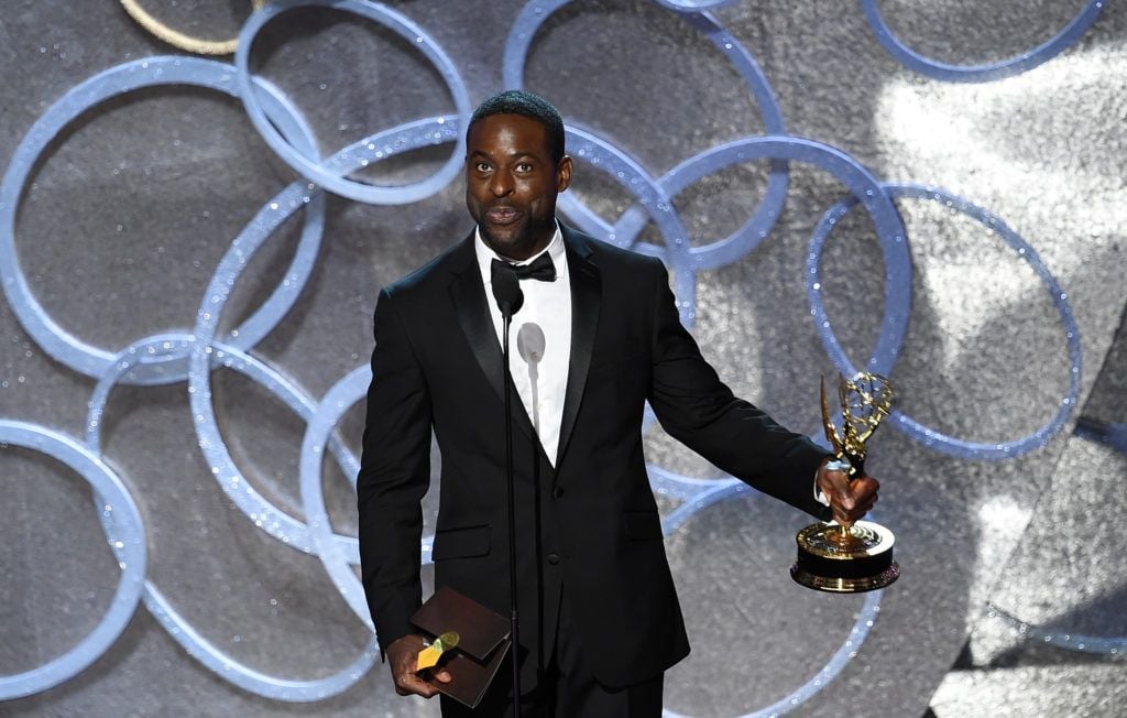 Actor Sterling K. Brown accepts Outstanding Supporting Actor in a Limited Series or Movie for 'The People v. O.J. Simpson: American Crime Story' onstage during the 68th Annual Primetime Emmy Awards at Microsoft Theater on September 18, 2016 in Los Angeles, California.  (Photo by Kevin Winter/Getty Images)