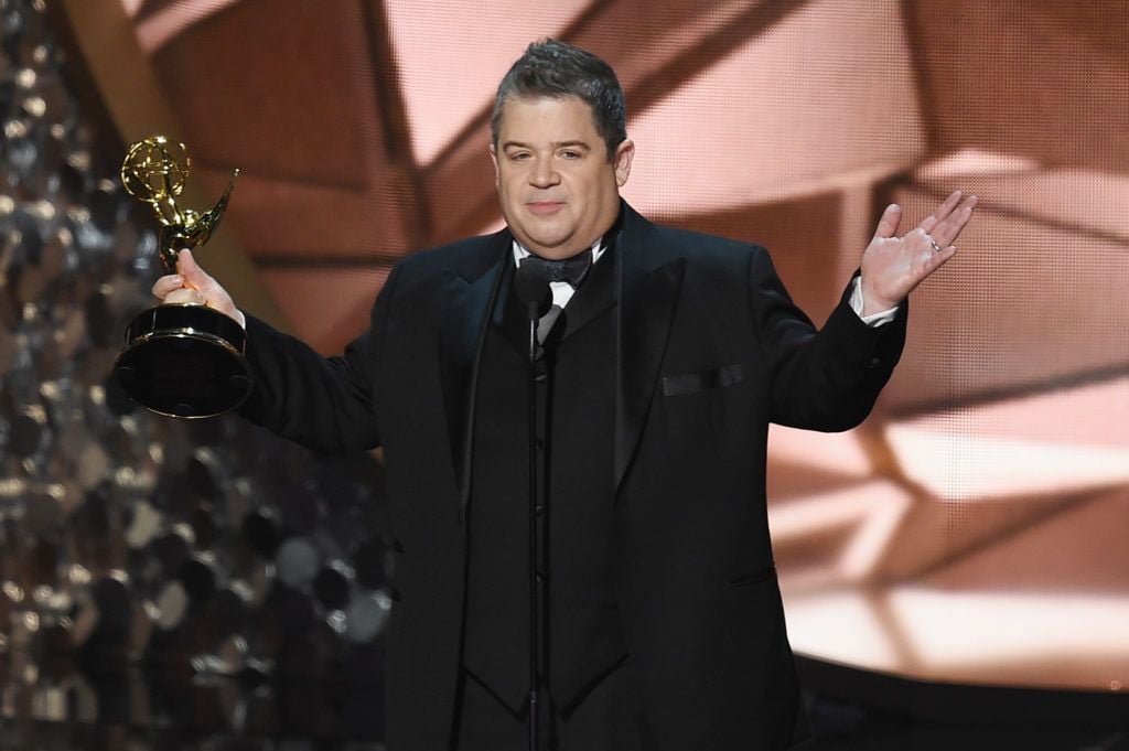 Comedian Patton Oswalt accepts Outstanding Writing for a Variety Special for 'Patton Oswalt: Talking for Clapping' onstage during the 68th Annual Primetime Emmy Awards at Microsoft Theater on September 18, 2016 in Los Angeles, California.  (Photo by Kevin Winter/Getty Images)