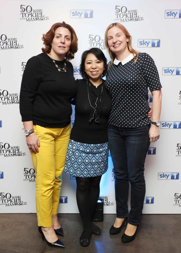The Dublin premiere of 50 Ways To Kill Your Mammies, Sky 1’s International Emmy award winning show at the IFI, starring Baz and Nancy Ashmawy. Pictured are Maeve McCarey, Eriko Matsumoto and Anndrea Wilson (Photography by Sasko Lazarov/Photocall Ireland).