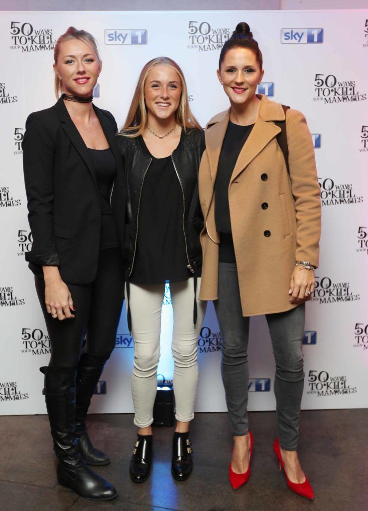 The Dublin premiere of 50 Ways To Kill Your Mammies, Sky 1’s International Emmy award winning show at the IFI, starring Baz and Nancy Ashmawy. Pictured are Natalie Evans, Charlotte King and Tanaja Evans (Photography by Sasko Lazarov/Photocall Ireland).