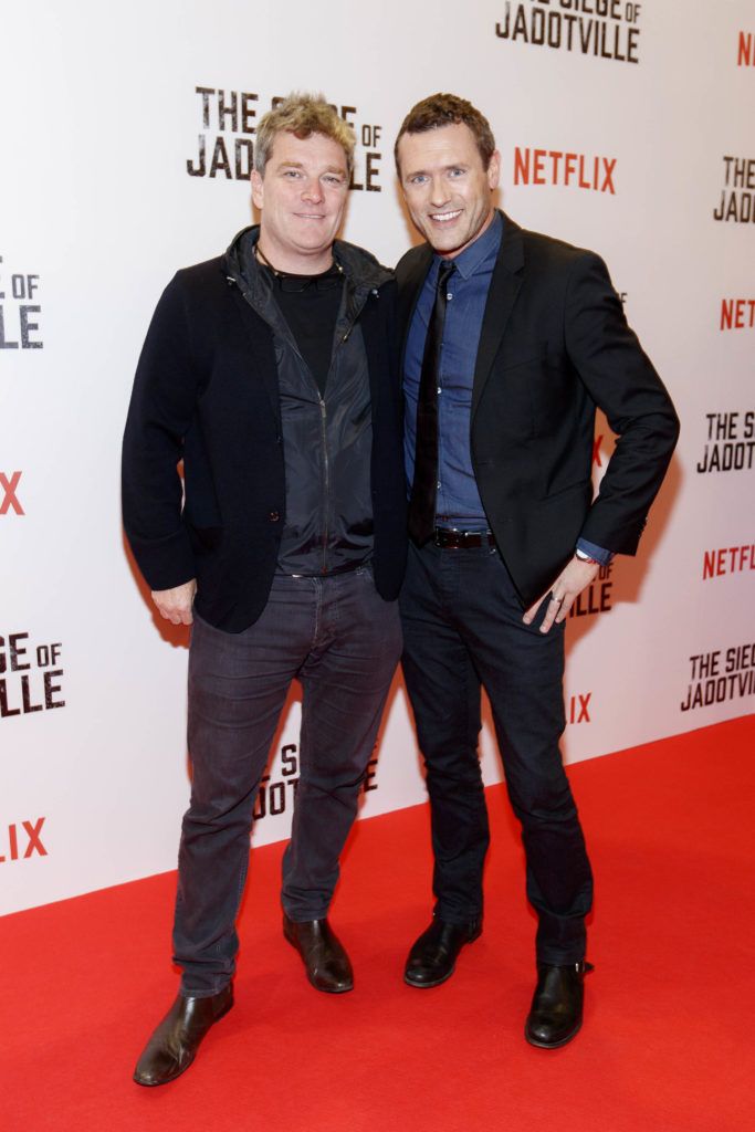 Pictured at The Siege of Jadotville Special Screening, Savoy Cinema, Dublin,19th September 2016 is Producer Alan Moloney with Jason O'Mara who plays Sgt Jack Prendergast. Picture Andres Poveda / Netflix