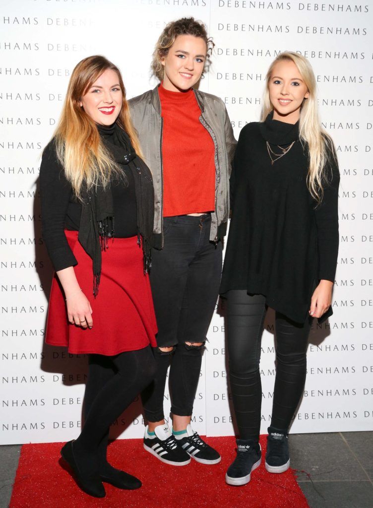 Pictured are Megan Kessie, Aine O'Donnell and Kenda Becker as Debenhams showcased their AW16 collection last night in the stunning back drop of Christ Church Catherdral. Guests sipped on Mc Guigan Frizzante as 1st Options Model took to the Crypt catwalk for a show styled by top stylist Sonja Mohlich. Pic: Marc O'Sullivan