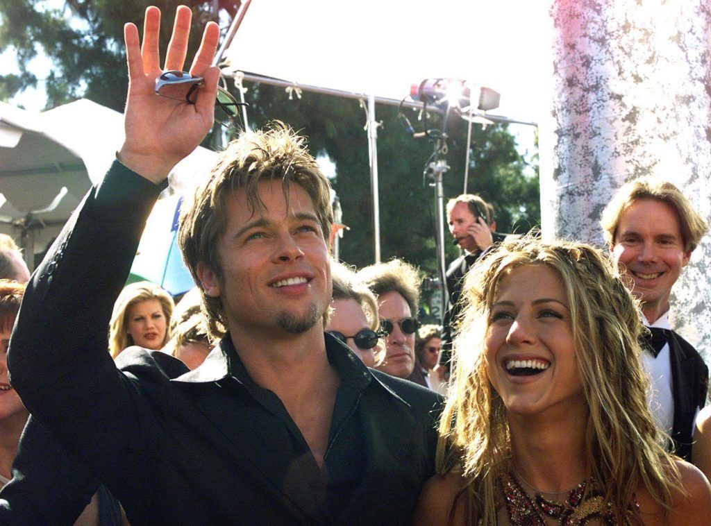 Brad Pitt and Jennifer Aniston: Met in 1998 and were married for five years, but the marriage ended after Brad met Angelina Jolie on the set of Mr and Mrs Smith (Photo HECTOR MATA/AFP/Getty Images).