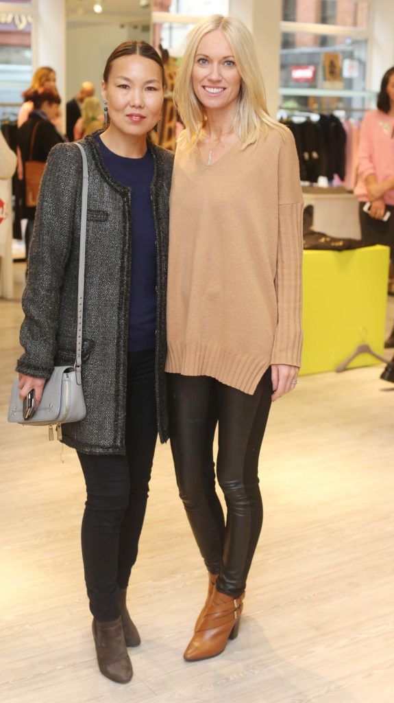 Mary Greene and Varvara Namgaraeva pictured in Dunnes Store son Grafton Street at the launch of Joanne Hynes first collection for Irish retailer Dunnes Stores this morning. Photo Leon Farrell/Photocall Ireland.