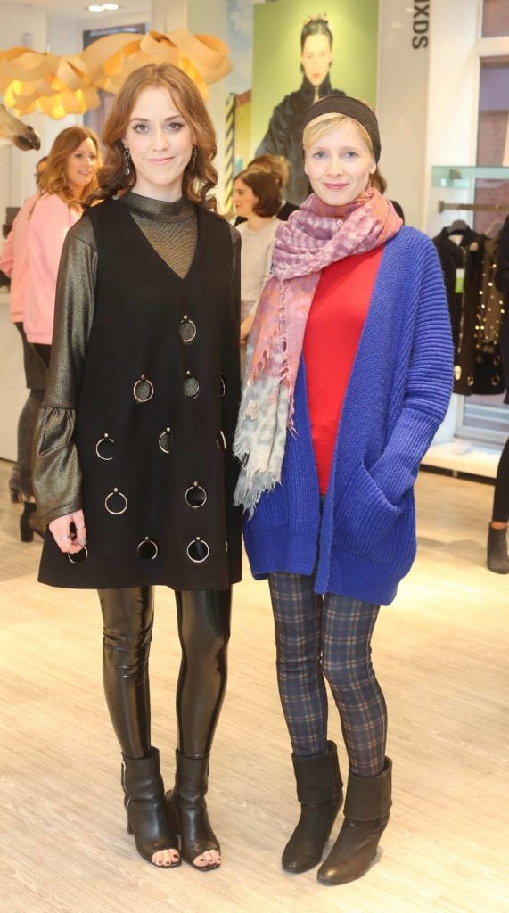 Louise O Neill and Marie Kelly pictured in Dunnes Stores on Grafton Street at the launch of Joanne Hynes first collection for Irish retailer Dunnes Stores this morning. Photo Leon Farrell/Photocall Ireland.