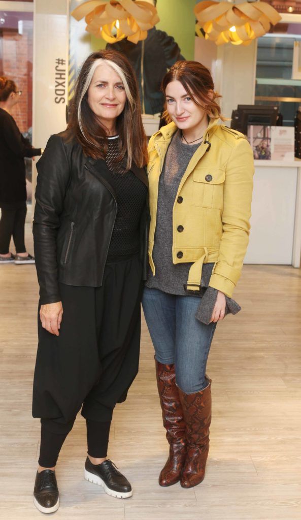 Cathy O Connor and Courtney Smith pictured in Dunnes Stores on Grafton Street at the launch of Joanne Hynes first collection for Irish retailer Dunnes Stores this morning. Photo Leon Farrell/Photocall Ireland.