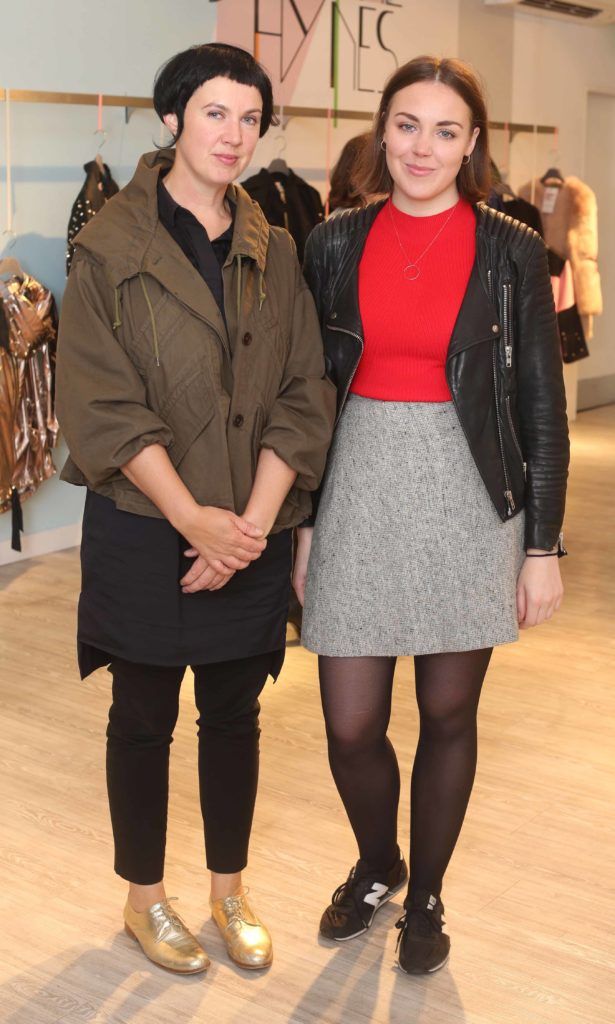 Angela O Kelly and Ciana March pictured in Dunnes Stores on Grafton Street at the launch of Joanne Hynes first collection for Irish retailer Dunnes Stores this morning. Photo Leon Farrell/Photocall Ireland.