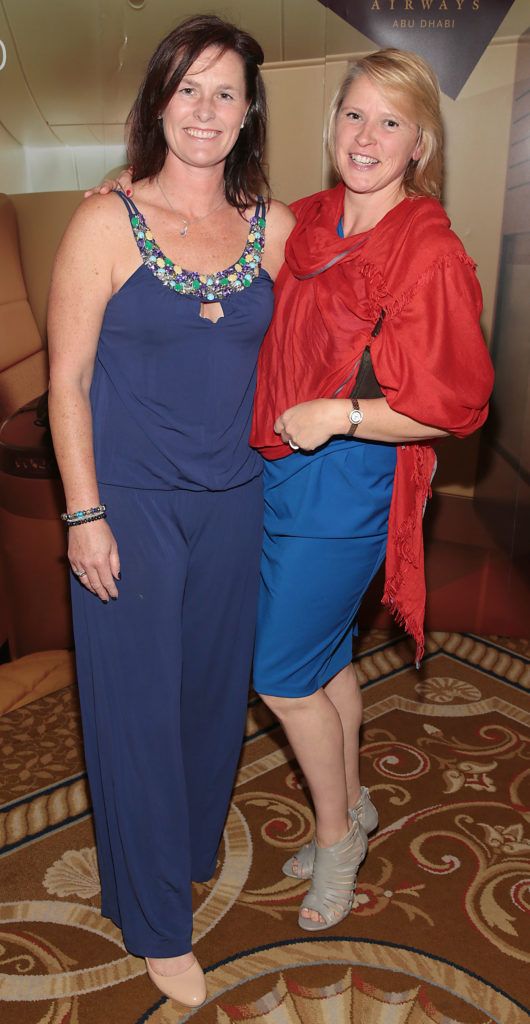 Emma Meir and Lizzy Pasaly at the Etihad Airways 21st Annual International Fashion Lunch in aid of the Rape Crisis Centre at the Westin Hotel, Dublin (Pictures: Brian McEvoy).