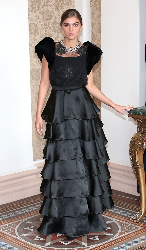 Ruzena  Kristofova wearing black ruffle skirt and black top by Irish Designer Caitriona Hanly at the Etihad Airways 21st Annual International Fashion Lunch in aid of the Rape Crisis Centre at the Westin Hotel, Dublin (Pictures: Brian McEvoy).