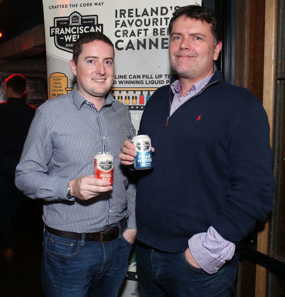 Dara Hayes and Stephen Birmingham, pictured at the launch of Franciscan Well Craft Cans Range. Pic. Robbie Reynolds