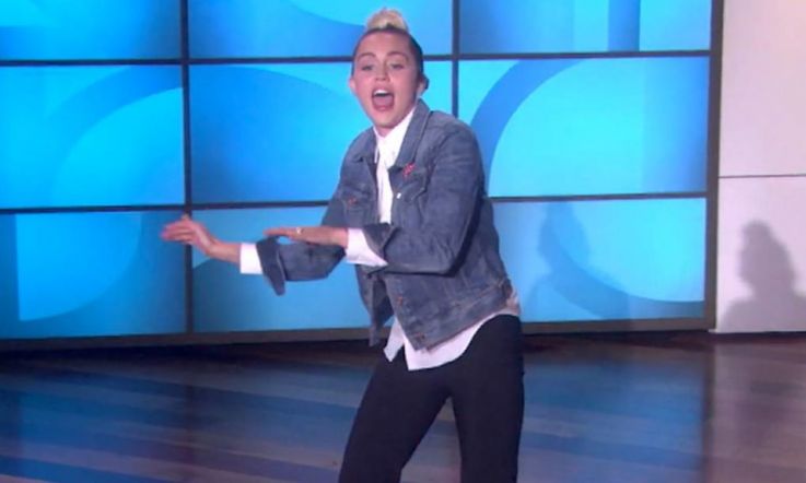 Miley Cyrus does a brill job of hosting Ellen Degeneres's talk show while she's out sick