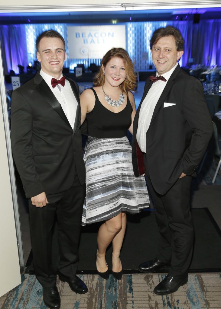 John Campbell, Audrey Vachter and Bart Kuczera at the Beacon Ball in aid of Beacon Hospital Patient and Research Trust held at the Double Tree by Hilton Hotel. Photo by Kieran Harnett