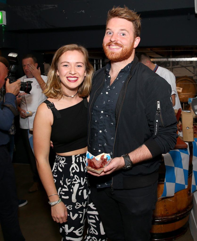 Taz Kelleher and Marcus O'Laoire pictured at Oktoberfest at The Open Gate Brewery, an authentic German beer and food celebration. Pic: Marc O'Sullivan