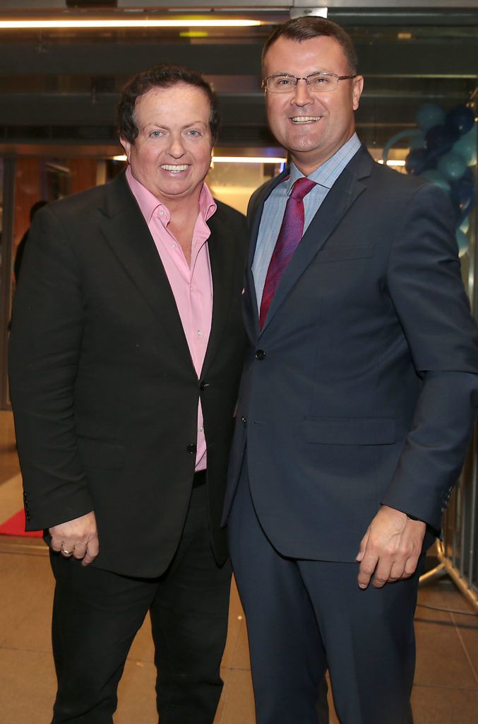 Marty Morrissey and Nicky Logue pictured at Dublin's All Ireland Football celebration dinner at the Gibson Hotel, Point Village Dublin (Picture: Brian McEvoy).