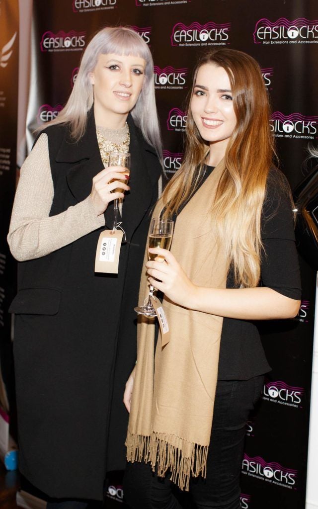Nimah Aine Fox and Ciara Walsh pictured at the launch of Easilocks Home Care Range in the Cliff Townhouse, Dublin. Previously only available in Salons Easilocks will now be available in pharmacies nationwide. Picture Andres Poveda