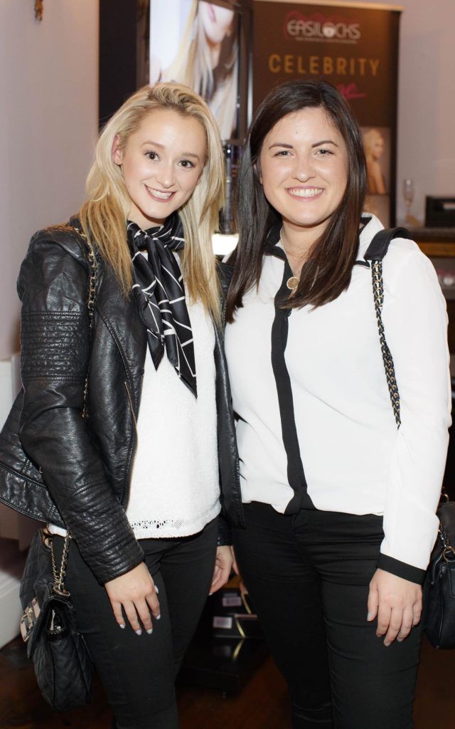 Lorraine Booth and Amanda Durnin pictured at the launch of Easilocks Home Care Range in the Cliff Townhouse, Dublin. Previously only available in Salons Easilocks will now be available in pharmacies nationwide. Picture Andres Poveda