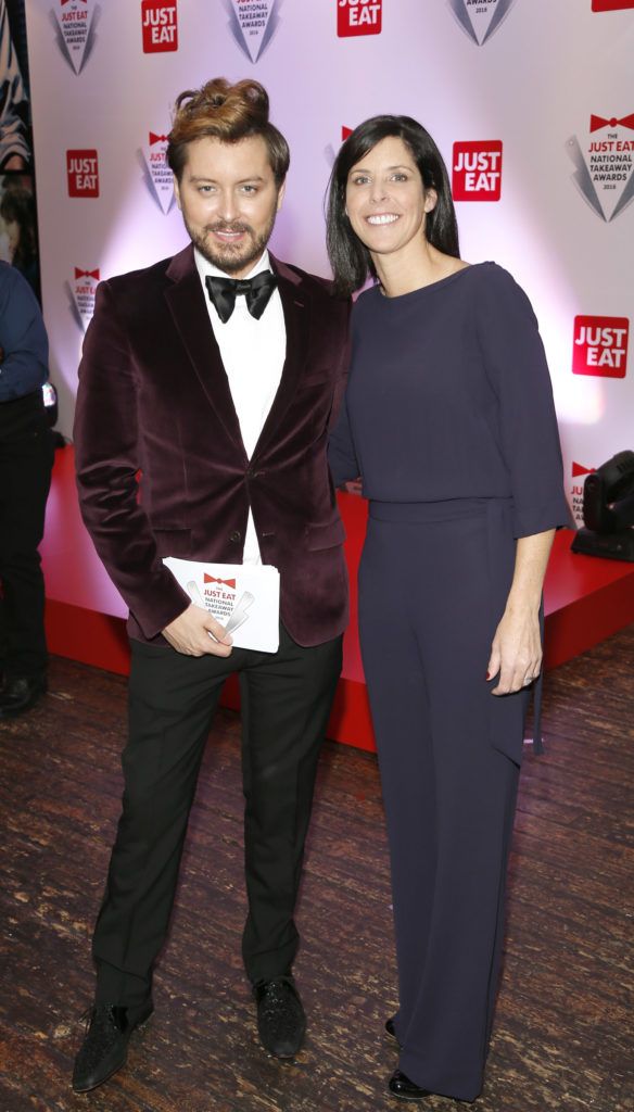 Brian Dowling and Amanda Roche Kelly at the JUST EAT National Takeaway awards held in Fallon and Byrne Dublin (Photo by Kieran Harnett)