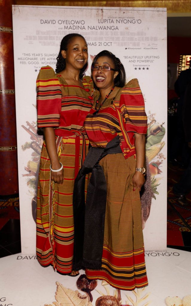 Harriet Katete with Sylvia Katete Gavigan (Honorary Consul of Uganda to Ireland) both dressed in the traditional Ugandan colours pictured at a special preview screening of Disney's Queen of Katwe at Movies@Dundrum. Opens in Irish Cinemas on October 21st. Picture Andres Poveda