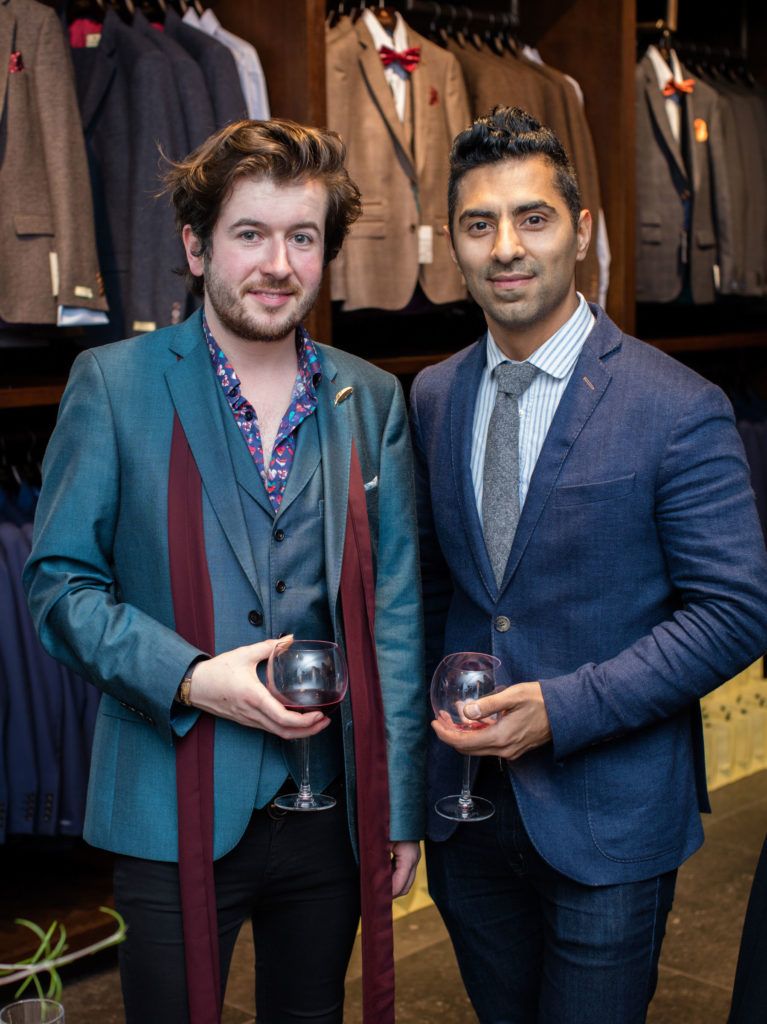 Alan Toye and Wahid Ahmadyar pictured at the Magee 150th Anniversary Party, Magee of South Anne Street, Tuesday October 18th. Photo: Anthony Woods.