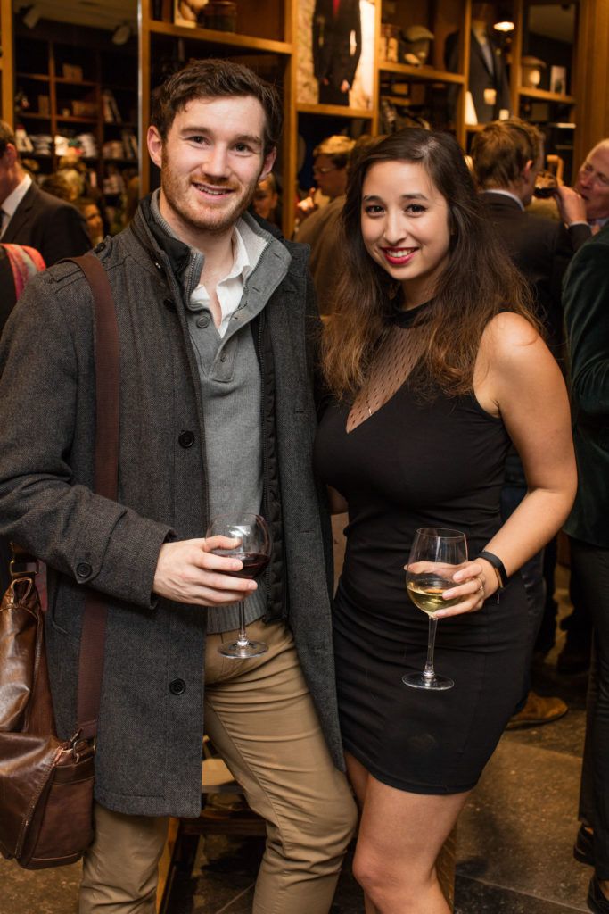 Killian Blake and Nirina Plunkett pictured at the Magee 150th Anniversary Party, Magee of South Anne Street, Tuesday October 18th. Photo: Anthony Woods.