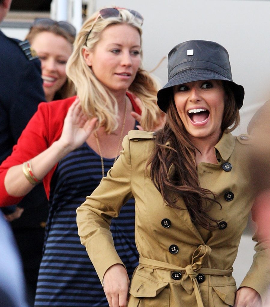 Denise Van Outen and Cheryl arrive back in the UK at RAF Northolt after climbing Mount Kilimanjaro in aid of Comic Relief on March 9, 2009 in London, England. (Photo by Getty Images)